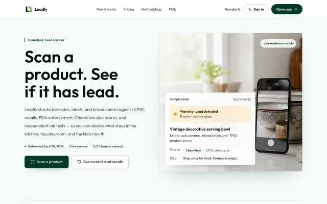 Leadly household product-safety interface